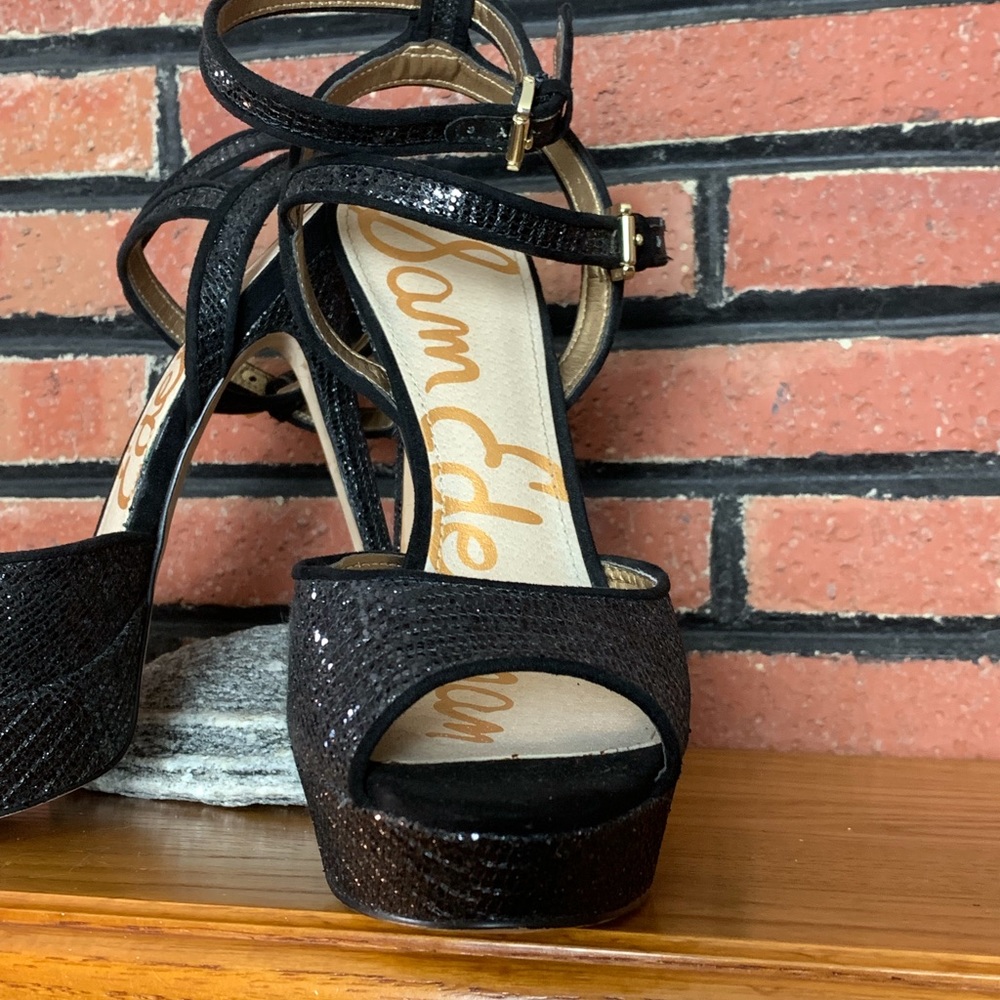 Sam Edelman Black Sparkle High Heel Shoes SZ - 8 - Picture 2 of 5